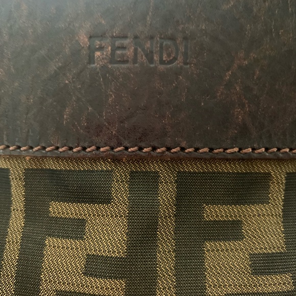 FENDI ZUCCA VINTAGE FOLDABLE NYLON/LEATHER MONOGRAM TOTE/ HANDBAG “DOUBLE F’S” - Picture 11 of 16